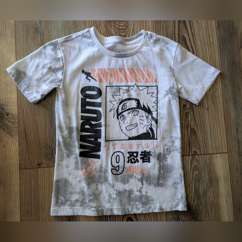 Naruto Shippuden Hidden Leaf Village Gray Tie‎ Dye Youth Graphic T-Shirt 6-7